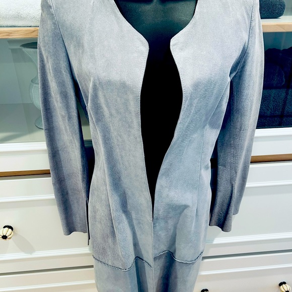Bisou Bisou Light Blue Gray Suede Coat XS - Picture 3 of 7